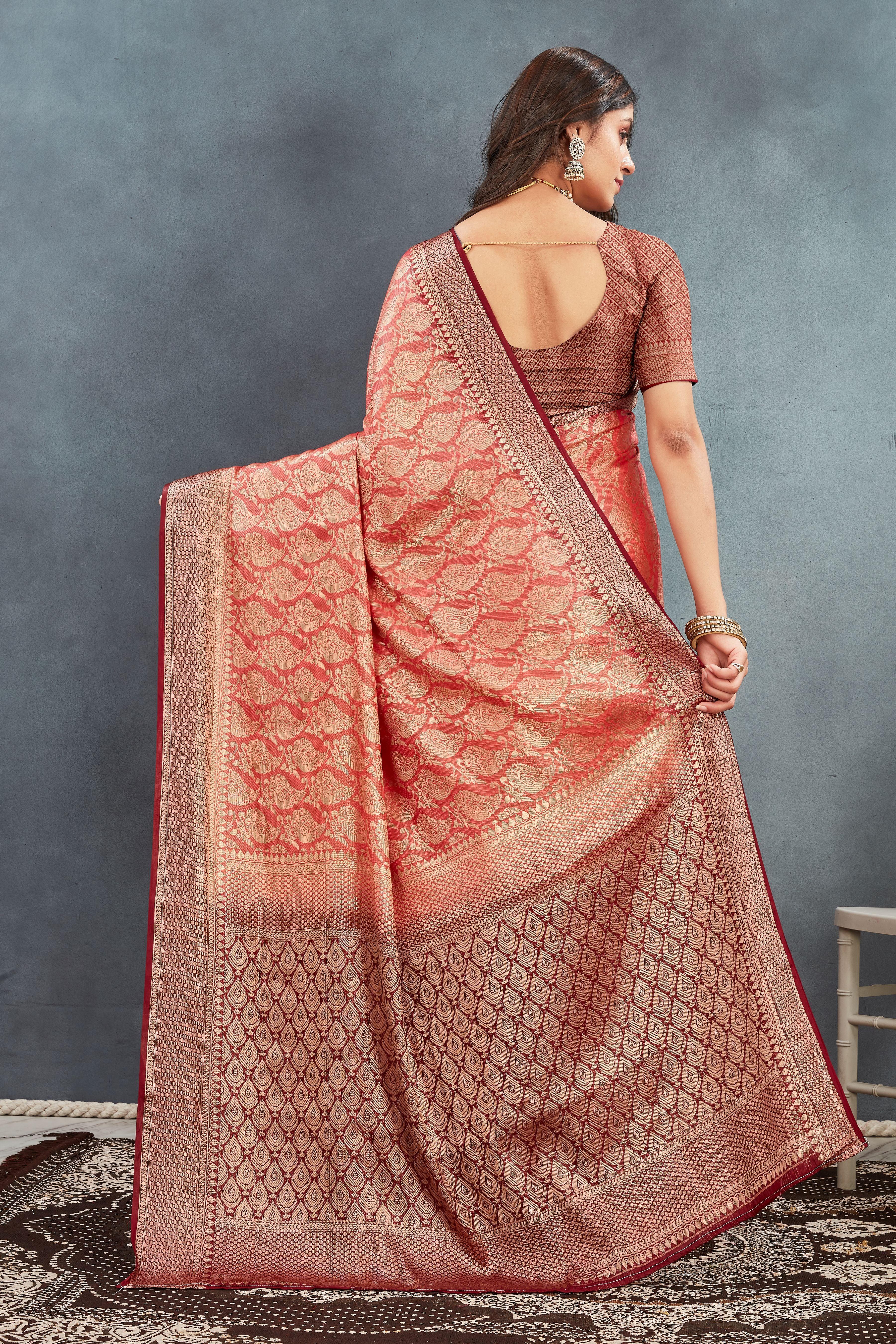 Pure Brocade Mysore Silk sarees in Peach