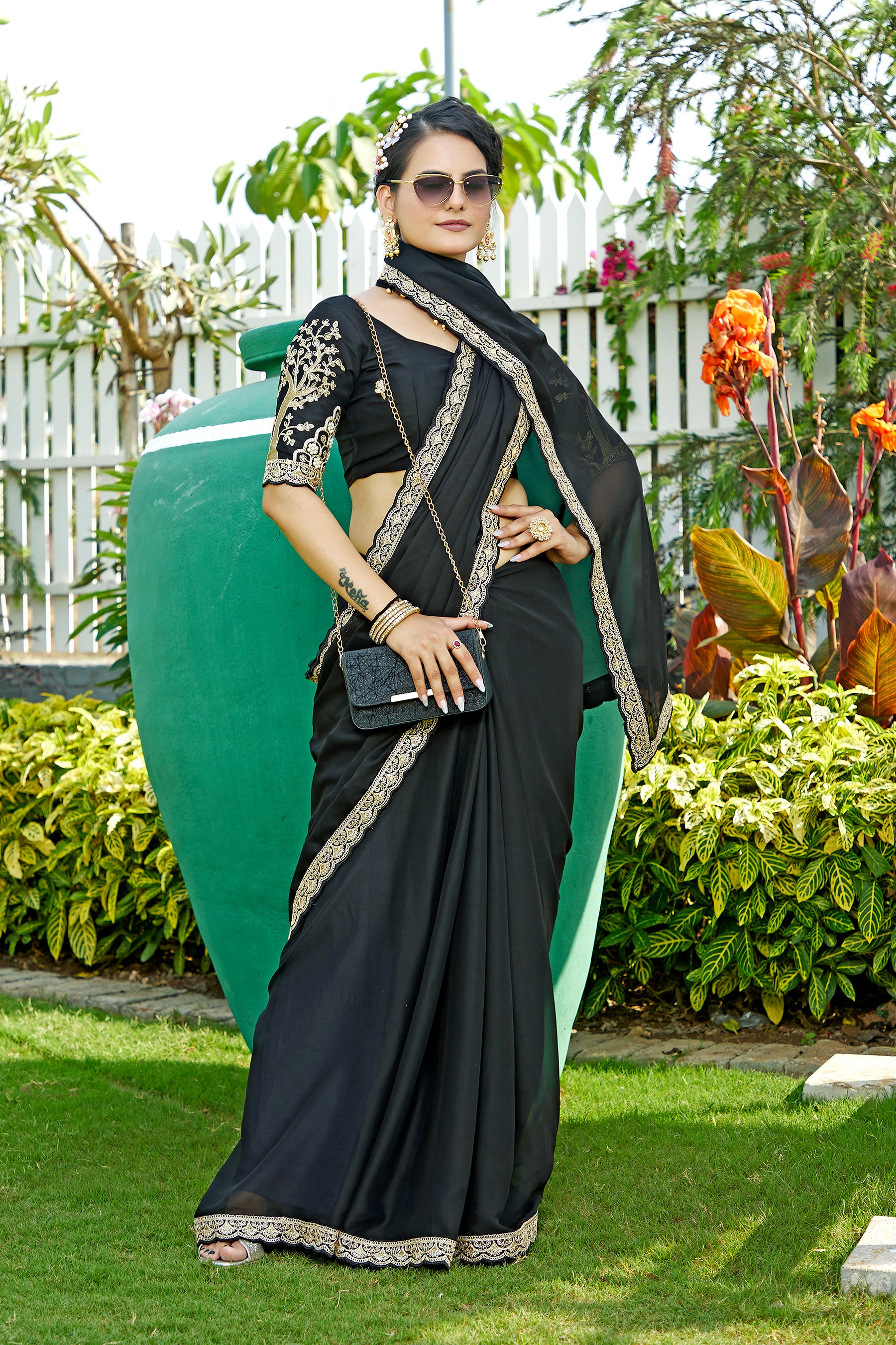 Where Elegance Speaks: Embroidered C Pallu Saree