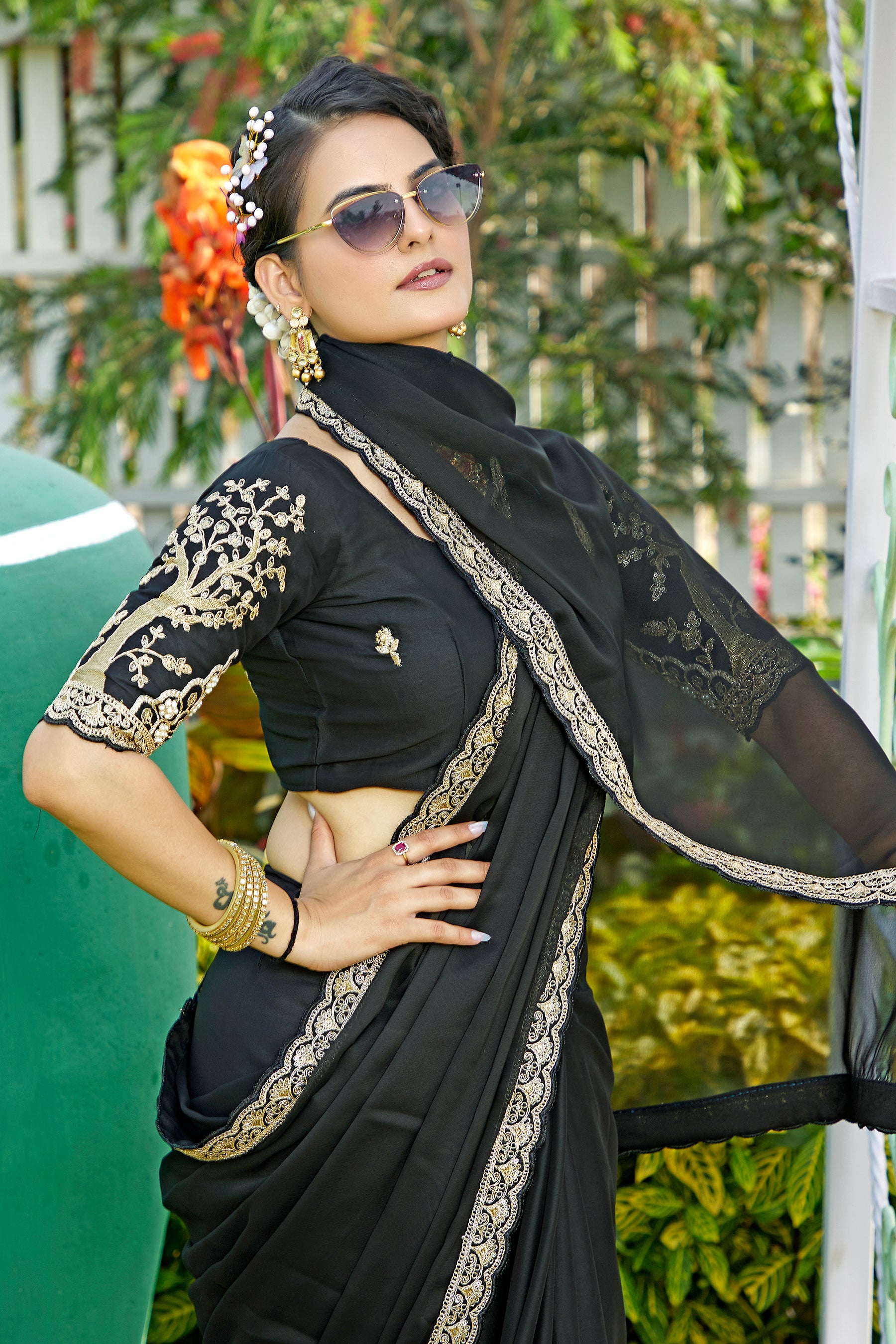 Where Elegance Speaks: Embroidered C Pallu Saree