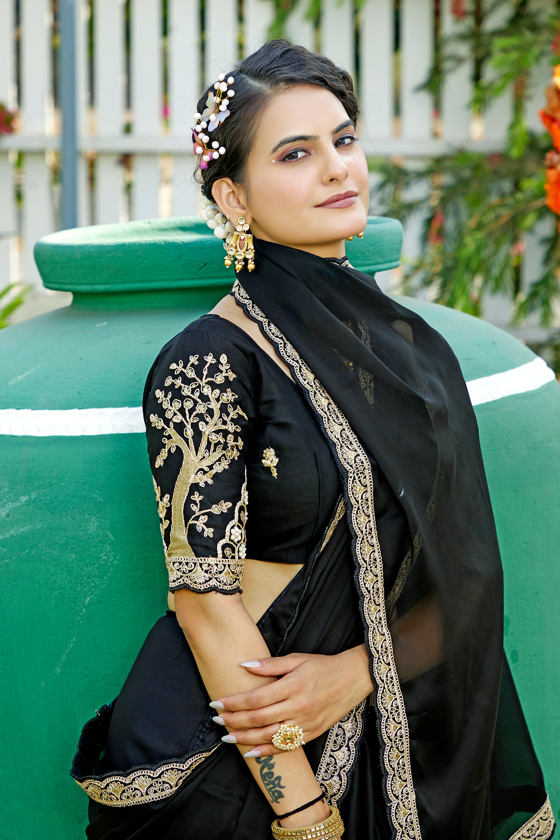 Where Elegance Speaks: Embroidered C Pallu Saree