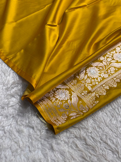 Banarasi Mashru Silk Saree Black | Minakari Boota Rupa Sona Jacquard Saree