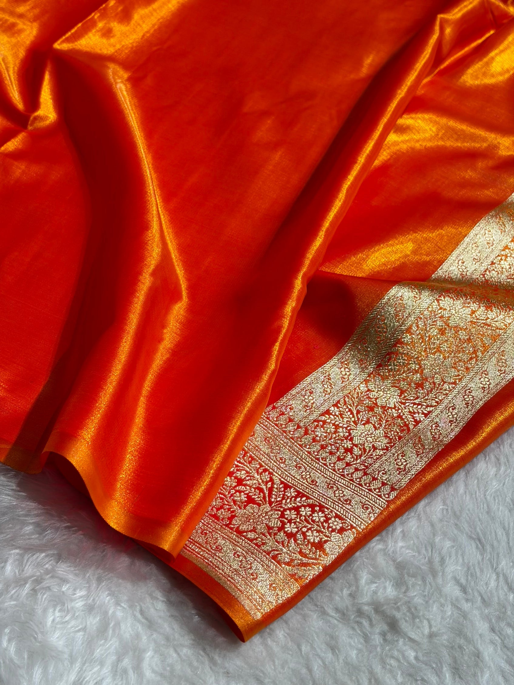 Royal Blue Shades Stripe Pattern Banarasi Satin Silk Saree