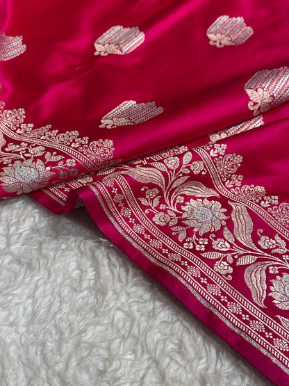 Banarasi Mashru Silk Saree Black | Minakari Boota Rupa Sona Jacquard Saree