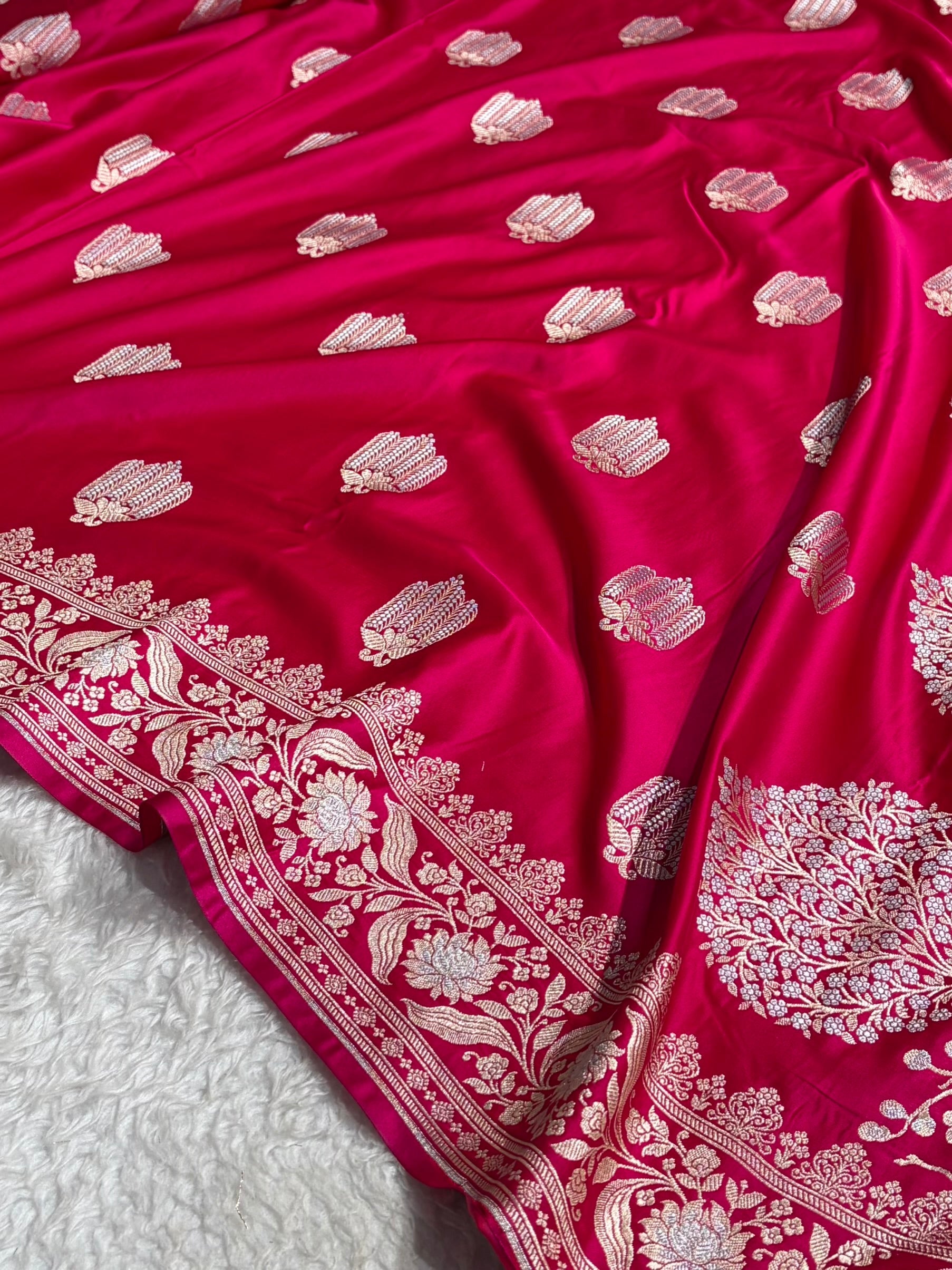 Banarasi Mashru Silk Saree Black | Minakari Boota Rupa Sona Jacquard Saree
