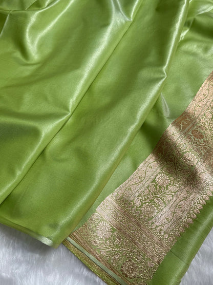 Banarasi Cross Jaal Satin Katan Silk Saree | Jacquard Woven Traditional Banarasi Saree