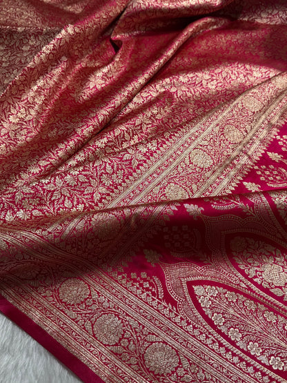Peacock Shades Banarasi Satin Katan Silk Saree with Jacquard Weave