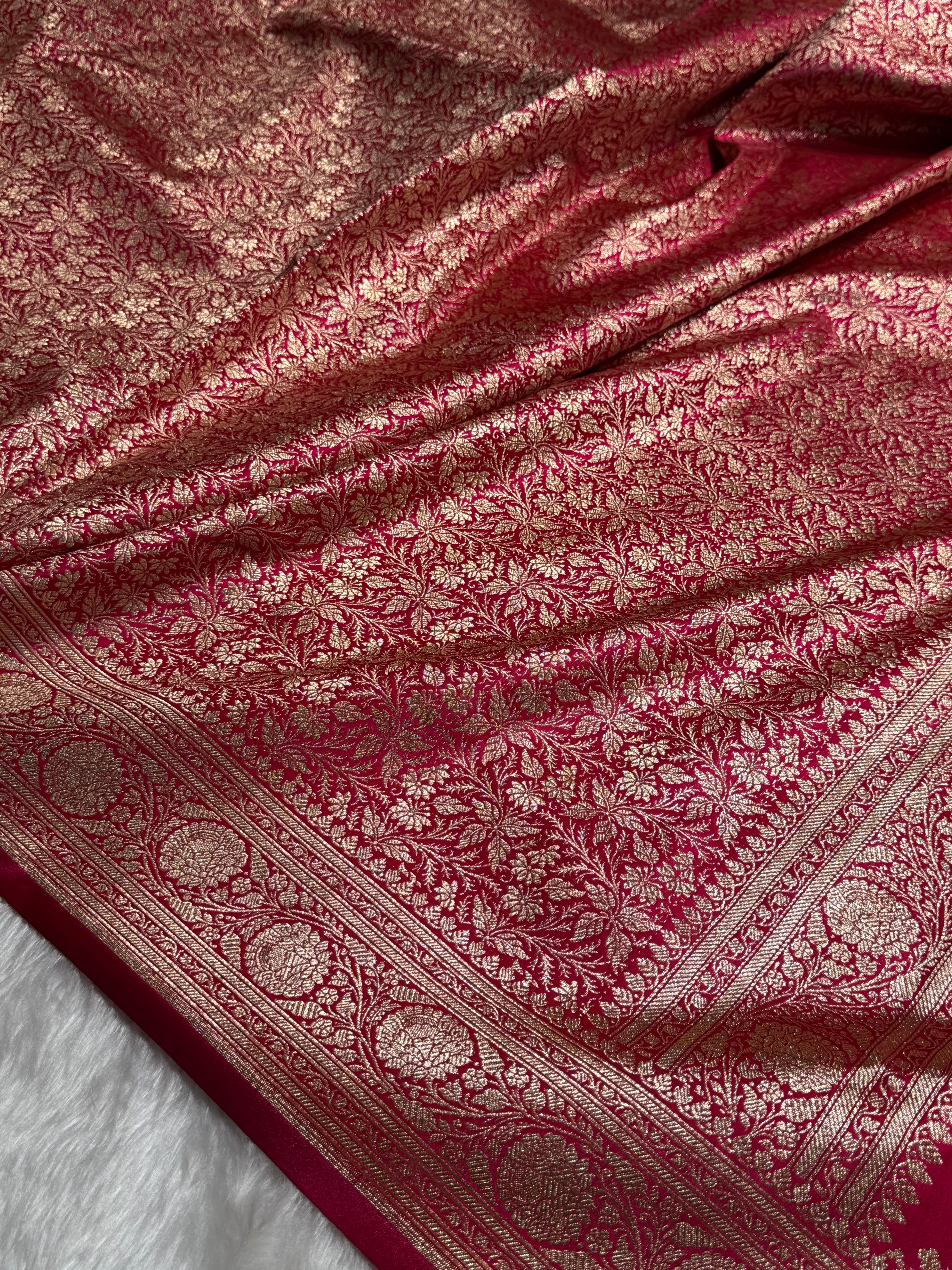 Peacock Shades Banarasi Satin Katan Silk Saree with Jacquard Weave