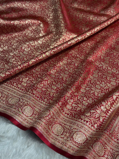 Peacock Shades Banarasi Satin Katan Silk Saree with Jacquard Weave