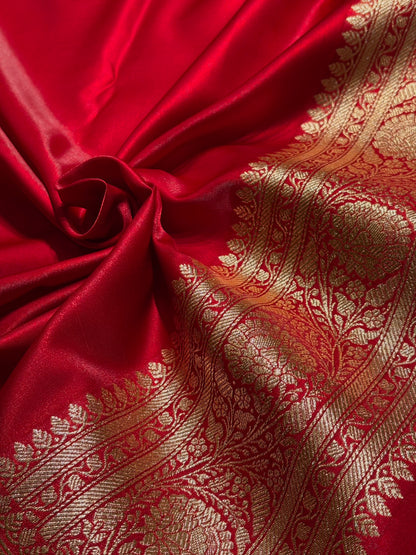 Peacock Shades Banarasi Satin Katan Silk Saree with Jacquard Weave