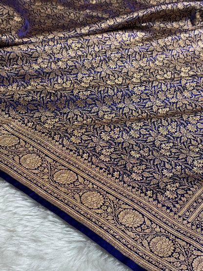 Peacock Shades Banarasi Satin Katan Silk Saree with Jacquard Weave