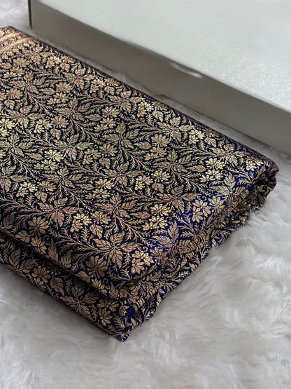 Peacock Shades Banarasi Satin Katan Silk Saree with Jacquard Weave