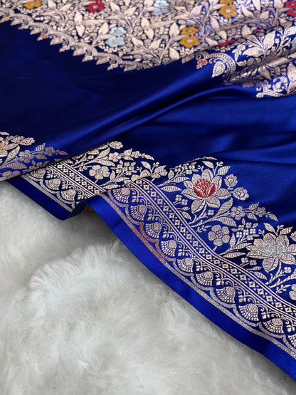 Mashru Silk Banarasi Saree with Rupa Sona Motifs & Scalloped Border