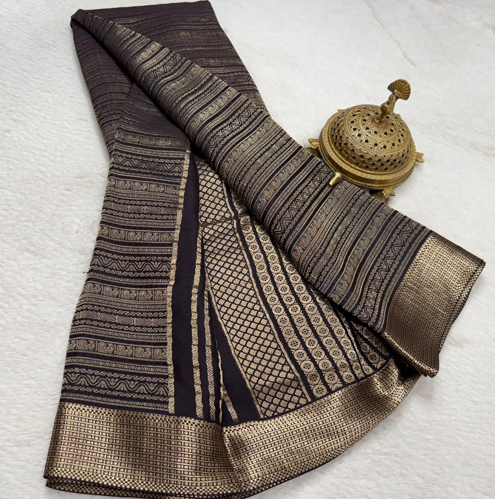Silk Brocade Bridal Saree with Peacock Motifs & Rich Pallu