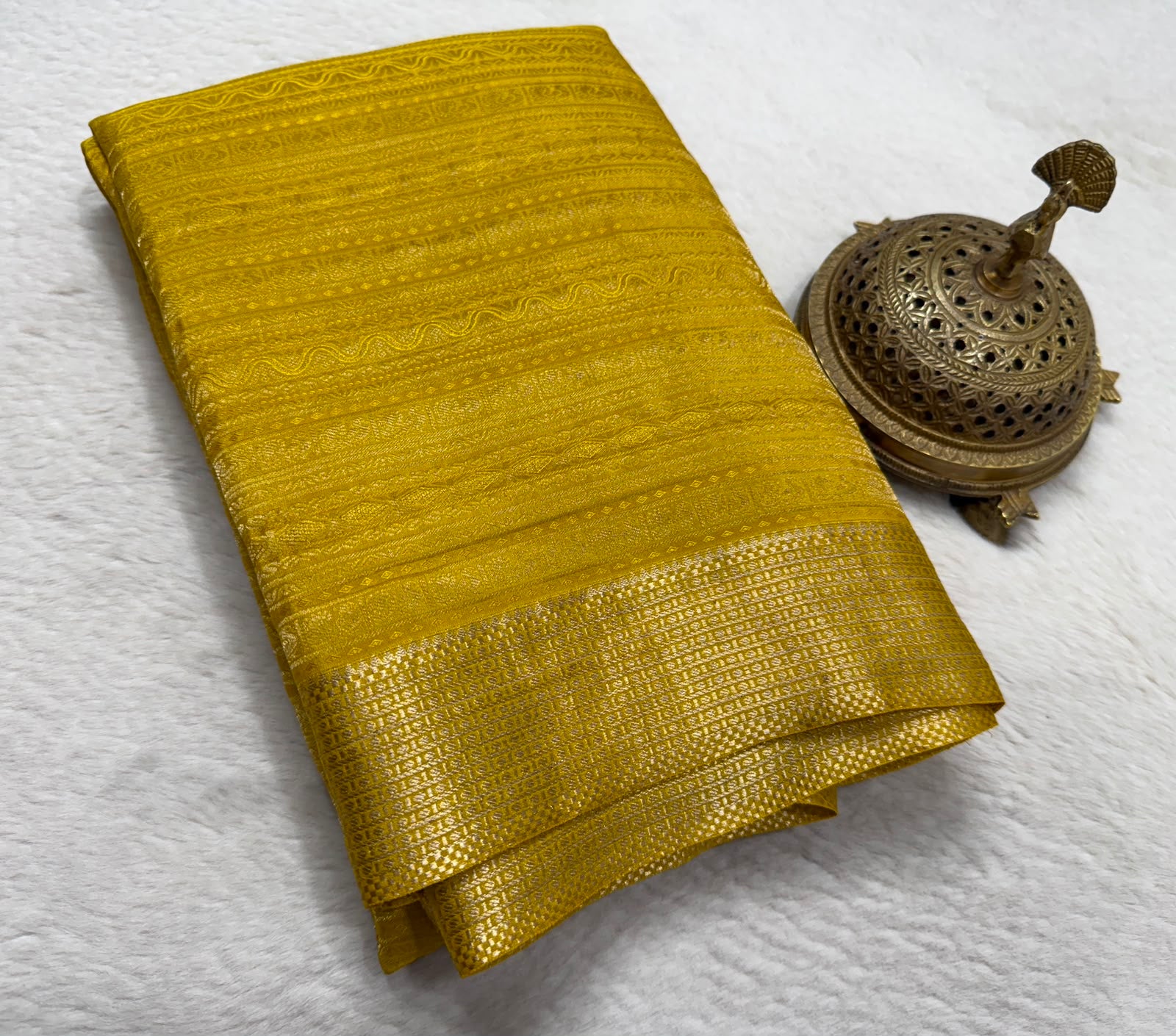 Silk Brocade Bridal Saree with Peacock Motifs & Rich Pallu