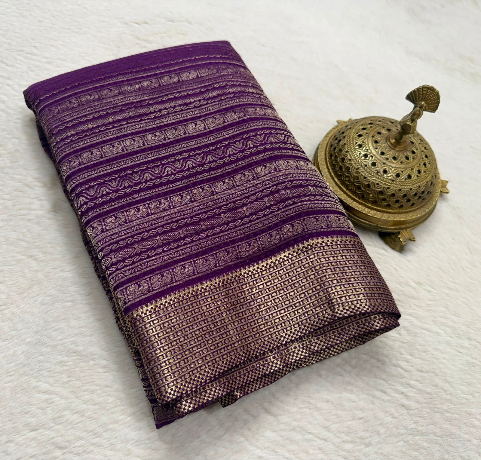 Silk Brocade Bridal Saree with Peacock Motifs & Rich Pallu