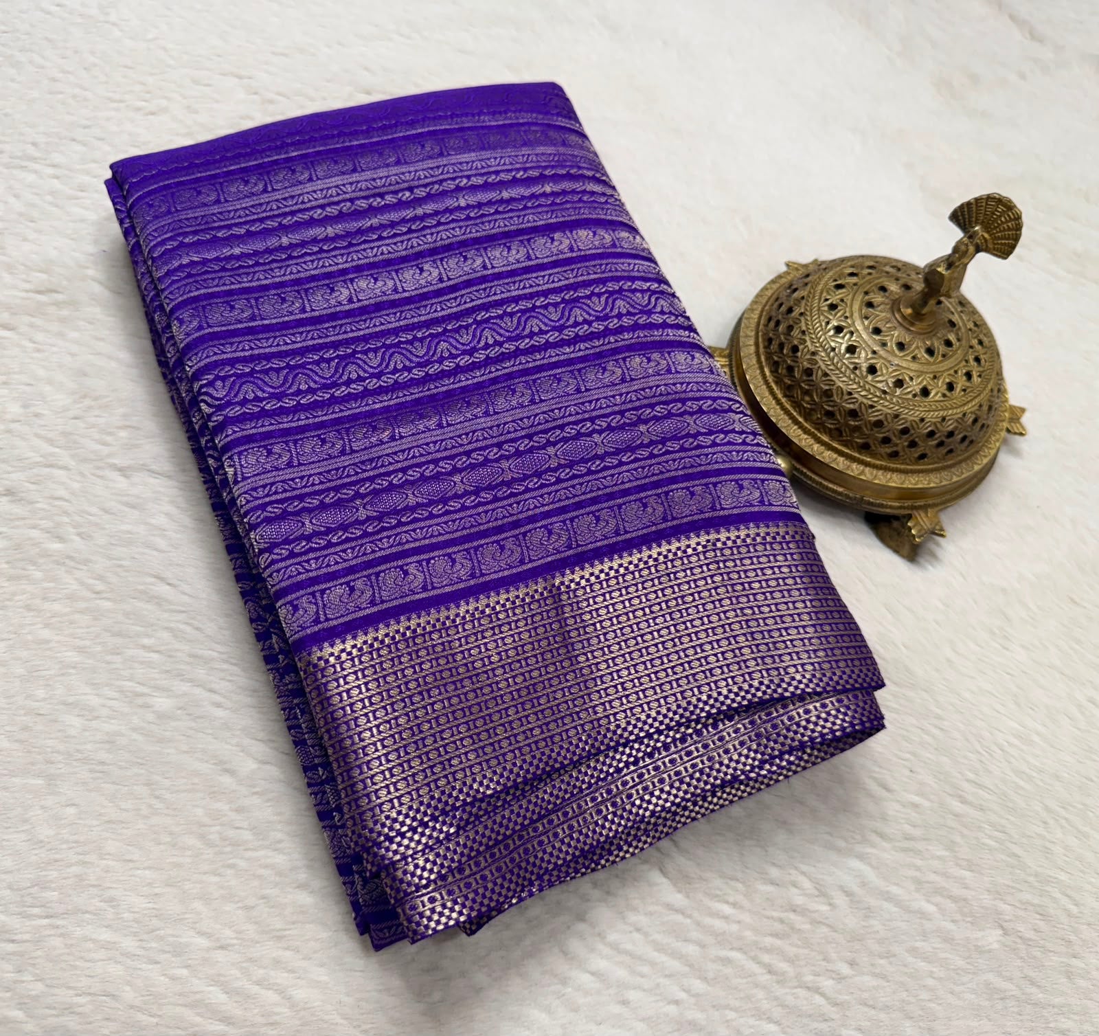 Silk Brocade Bridal Saree with Peacock Motifs & Rich Pallu