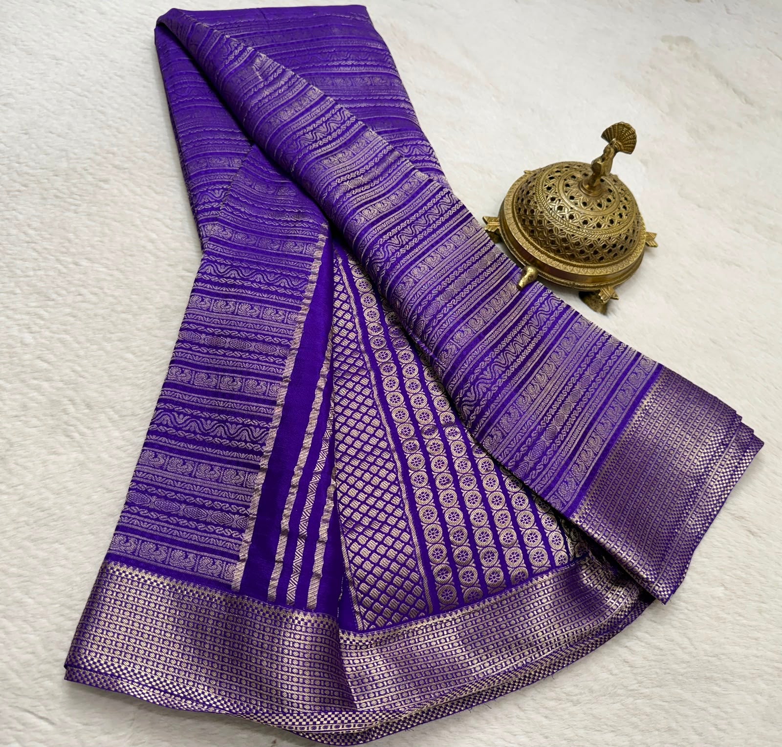 Silk Brocade Bridal Saree with Peacock Motifs & Rich Pallu