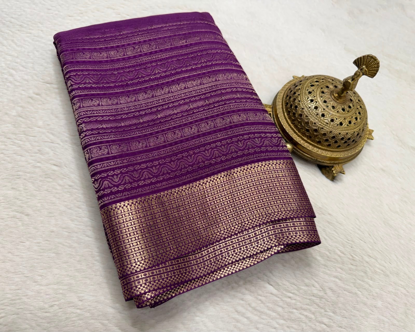 Silk Brocade Bridal Saree with Peacock Motifs & Rich Pallu