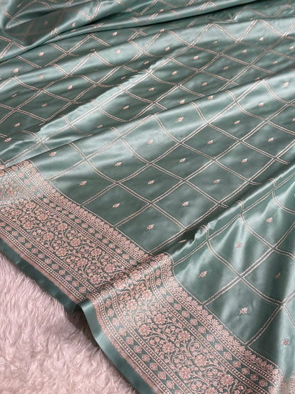 Banarasi Floral Border Mashru Silk Saree Black | Rupa Sona Jacquard Saree
