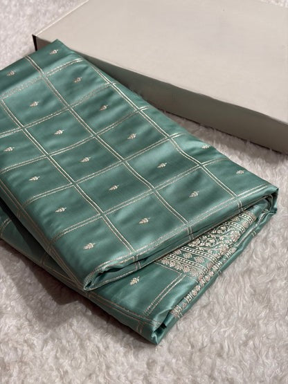 Banarasi Floral Border Mashru Silk Saree Black | Rupa Sona Jacquard Saree