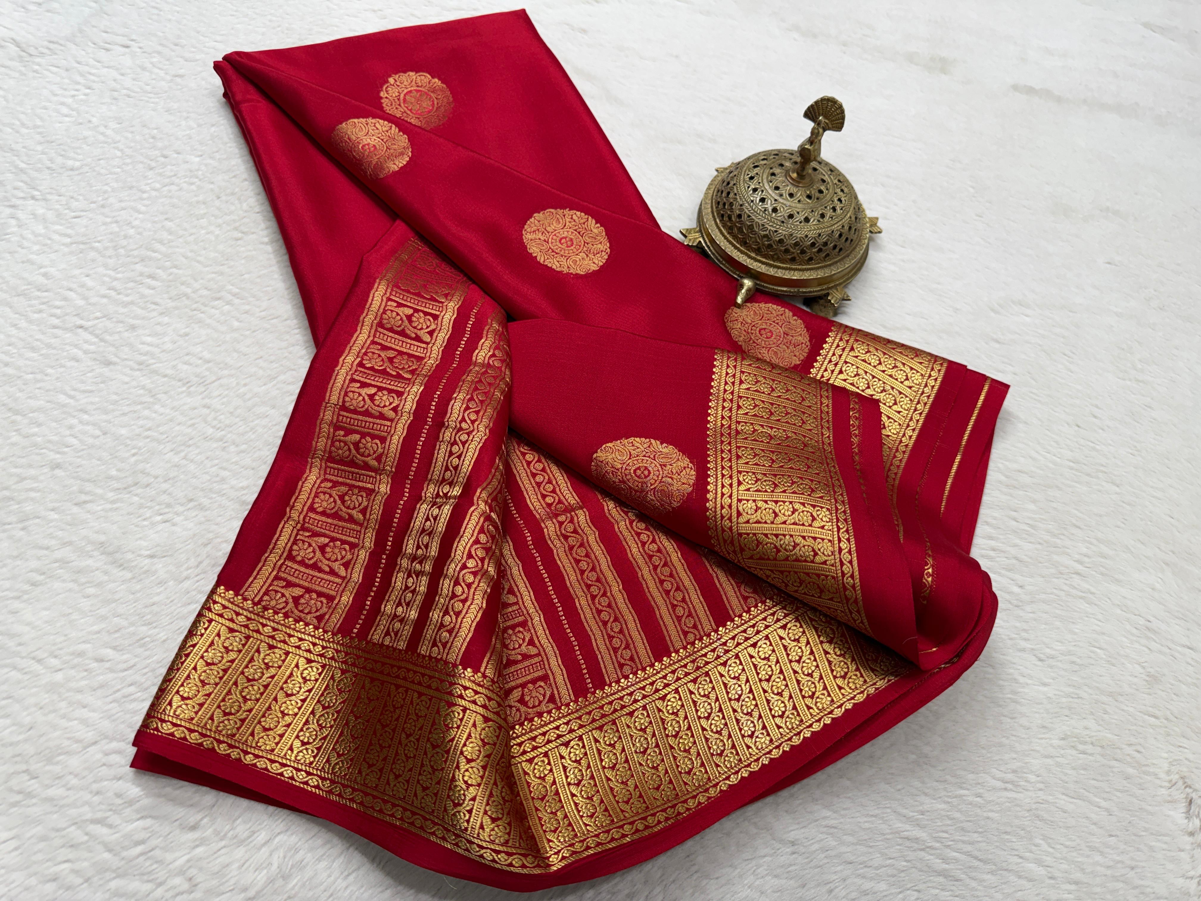 Semi Crepe Silk Saree with Rich Pallu & Floral Motifs | Designer Solid Color Party Wear Saree