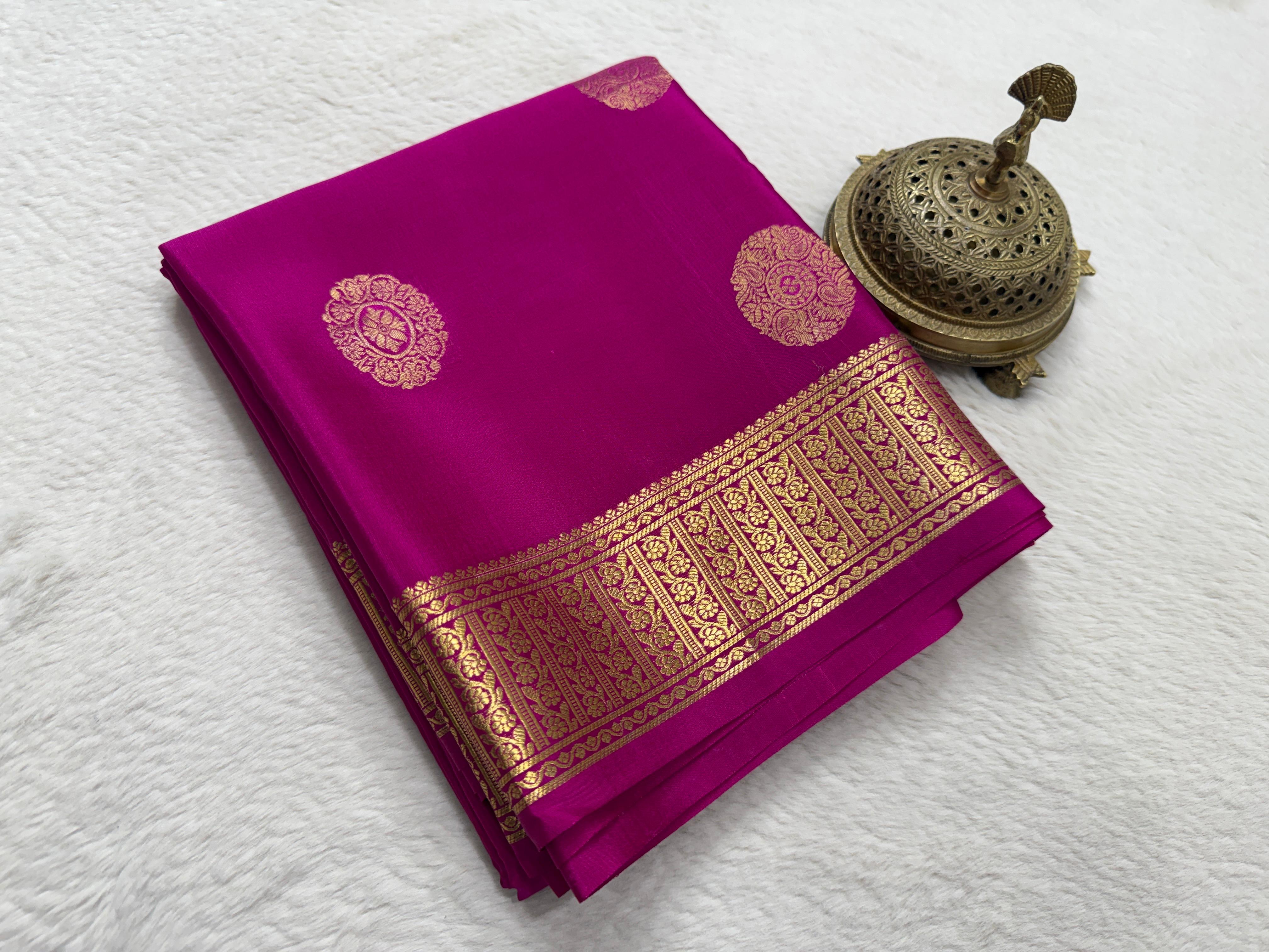 Semi Crepe Silk Saree with Rich Pallu & Floral Motifs | Designer Solid Color Party Wear Saree