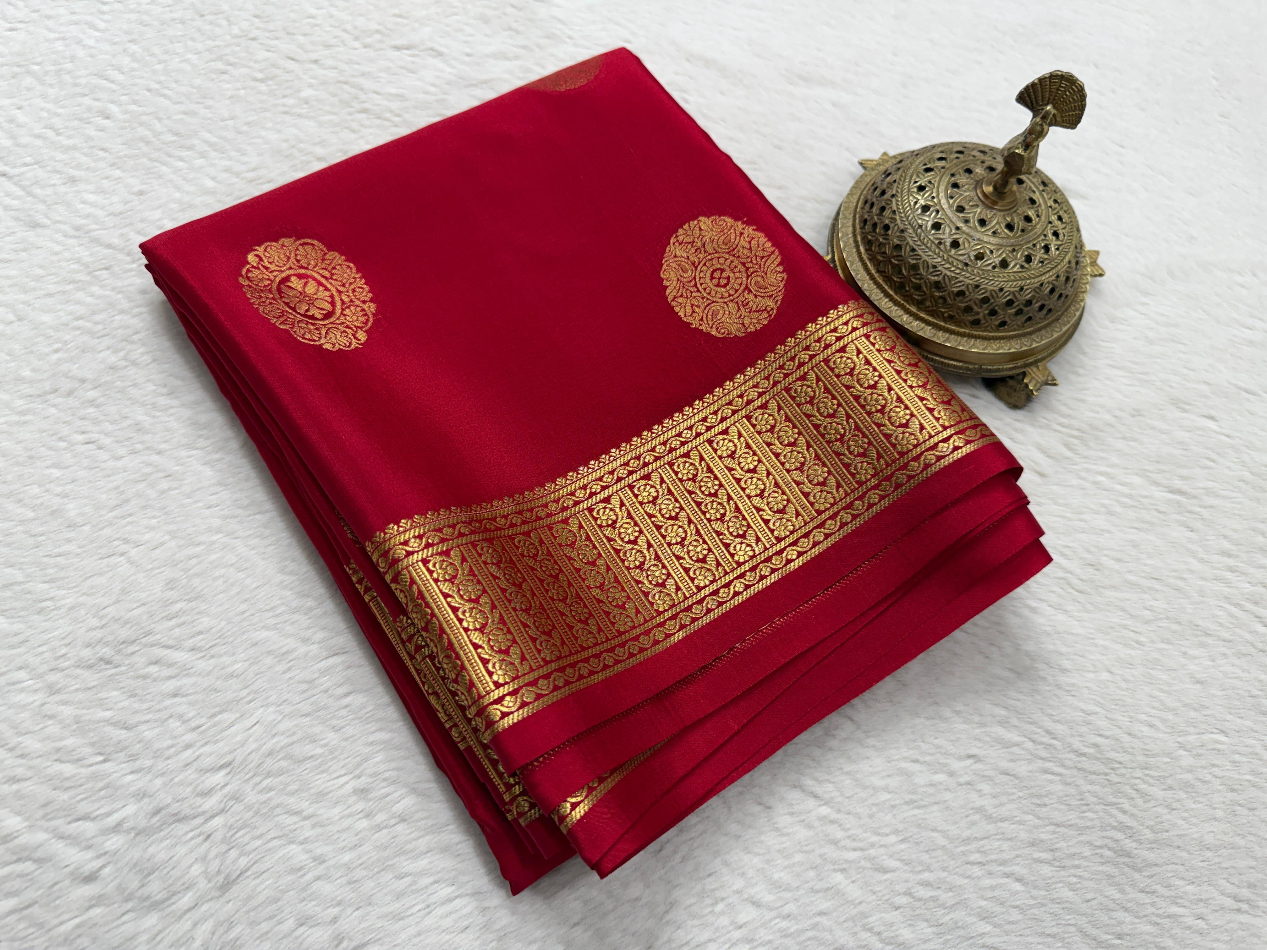 Semi Crepe Silk Saree with Rich Pallu & Floral Motifs | Designer Solid Color Party Wear Saree