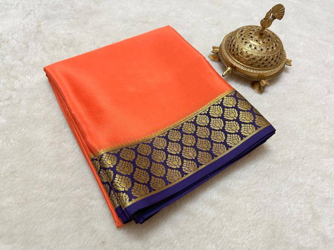 Elegant Weaves: Mysore Silk with Delicate Border Work