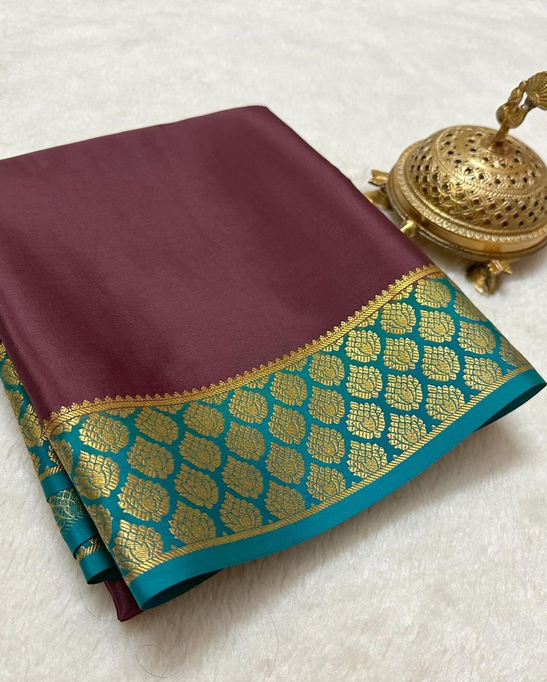 Elegant Weaves: Mysore Silk with Delicate Border Work