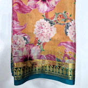 Authentic Kalamkari Art Print Saree with Lustrous Zari Border