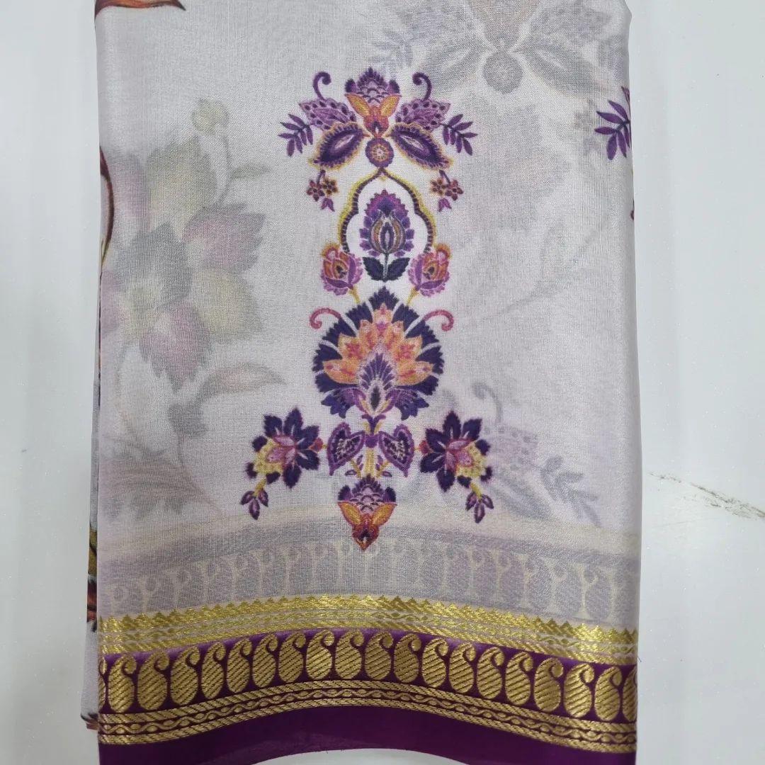 Mysore Kalamkari Print Saree with Kanchi Border Elegance