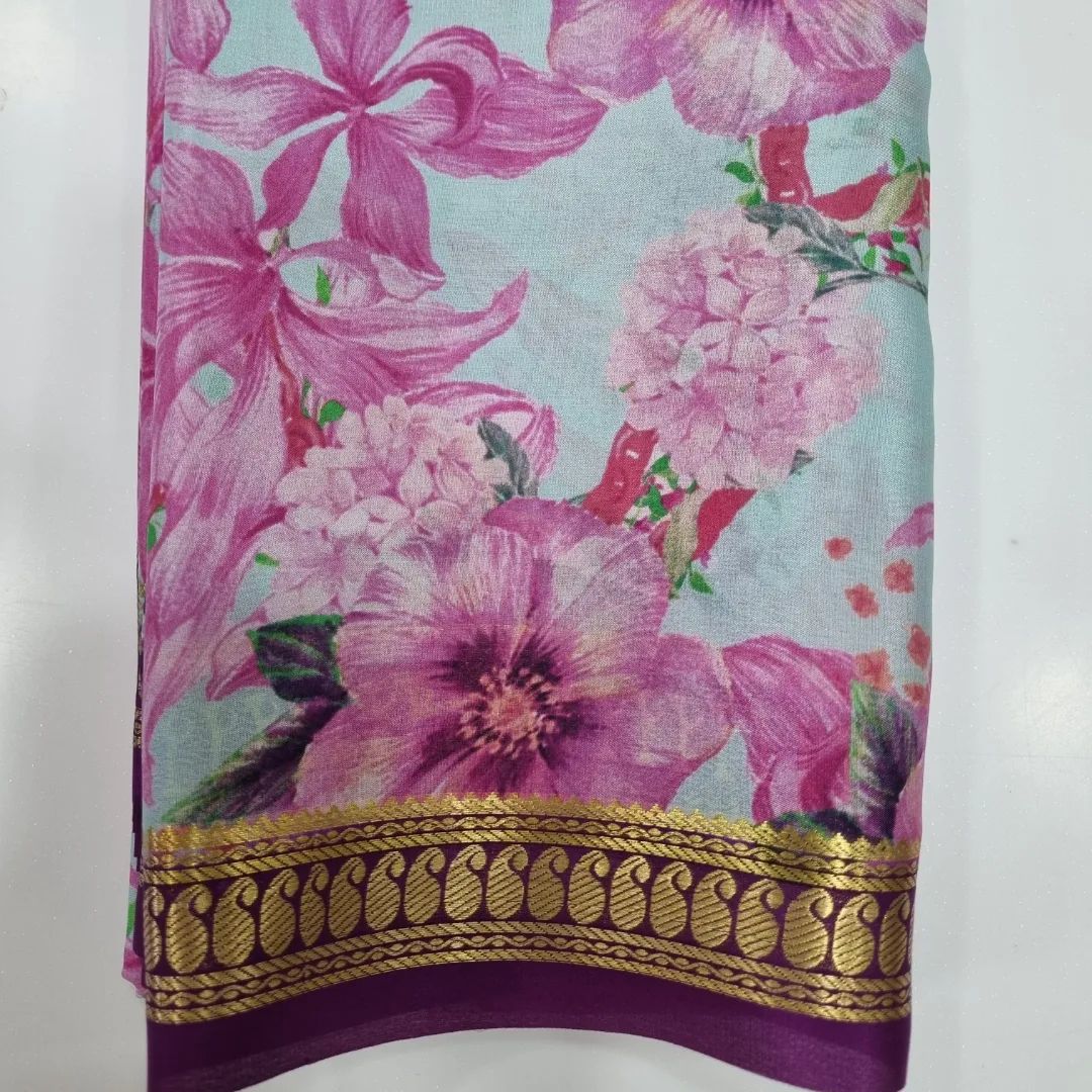 Authentic Kalamkari Art Print Saree with Lustrous Zari Border