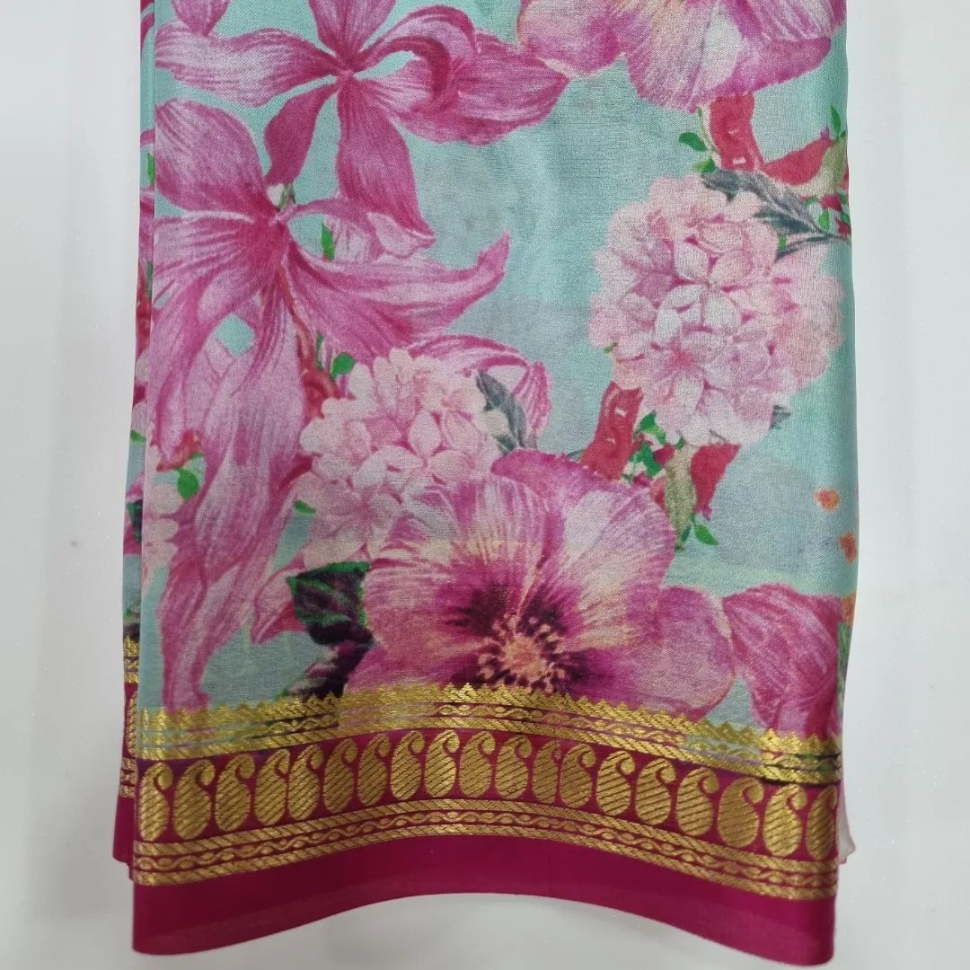 Authentic Kalamkari Art Print Saree with Lustrous Zari Border