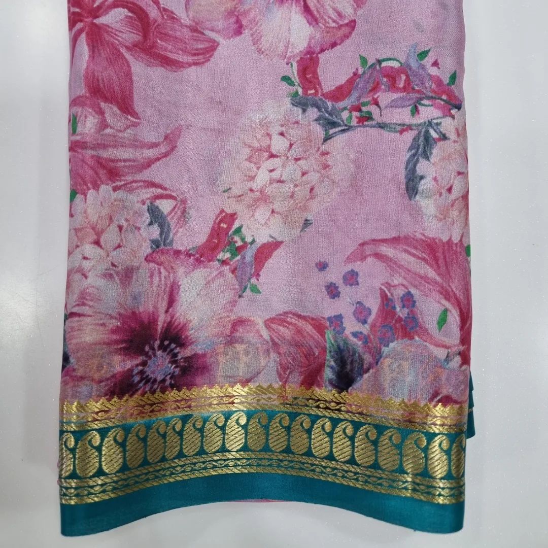 Authentic Kalamkari Art Print Saree with Lustrous Zari Border