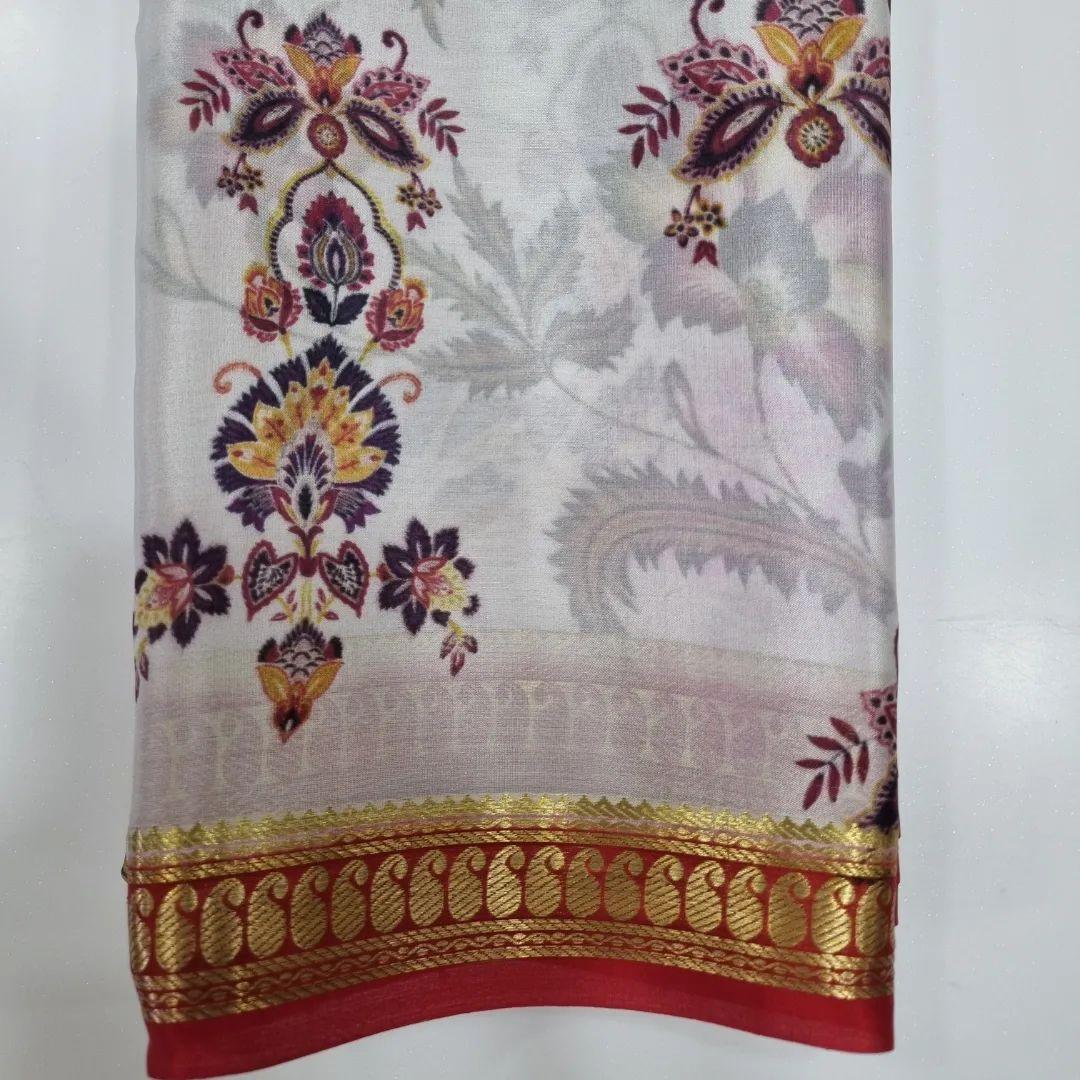 Mysore Kalamkari Print Saree with Kanchi Border Elegance