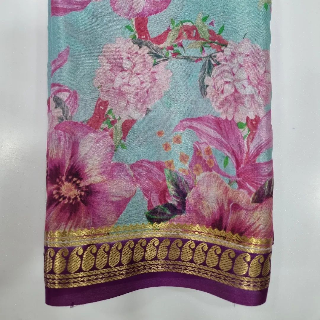 Authentic Kalamkari Art Print Saree with Lustrous Zari Border