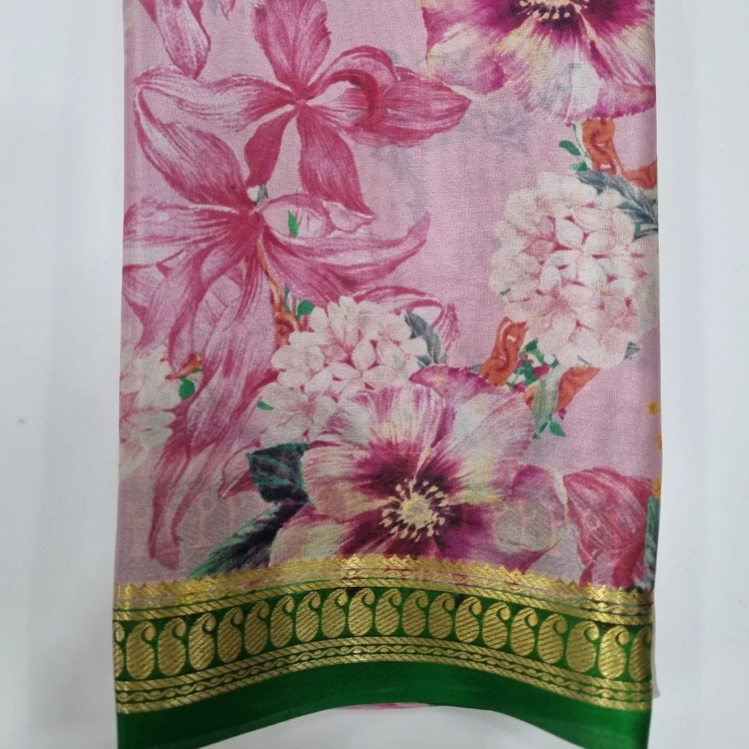 Authentic Kalamkari Art Print Saree with Lustrous Zari Border