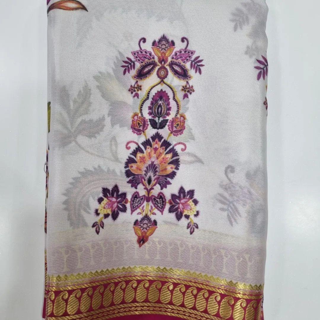 Mysore Kalamkari Print Saree with Kanchi Border Elegance