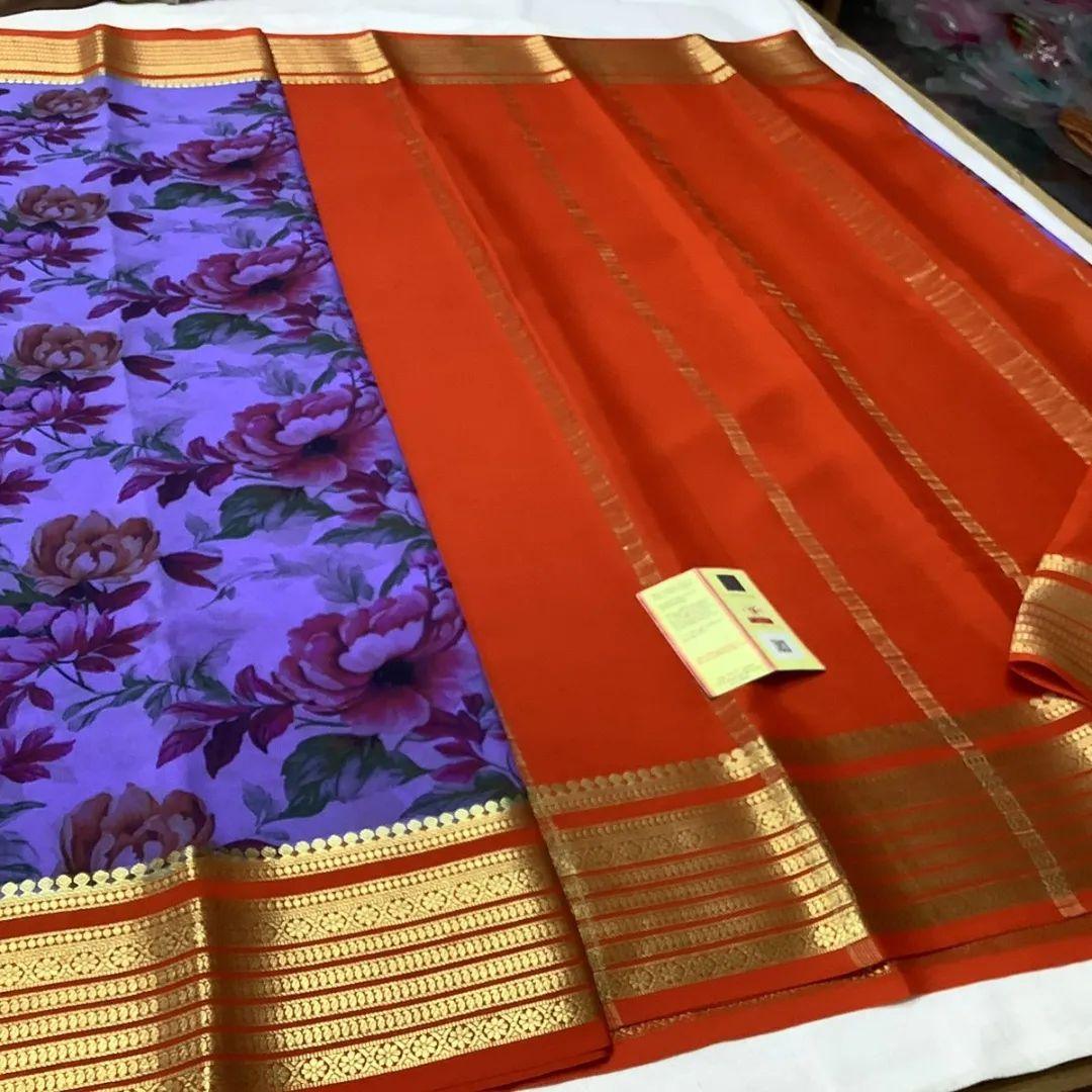Mysore Printed Crepe Silk Sarees with Classic Designs