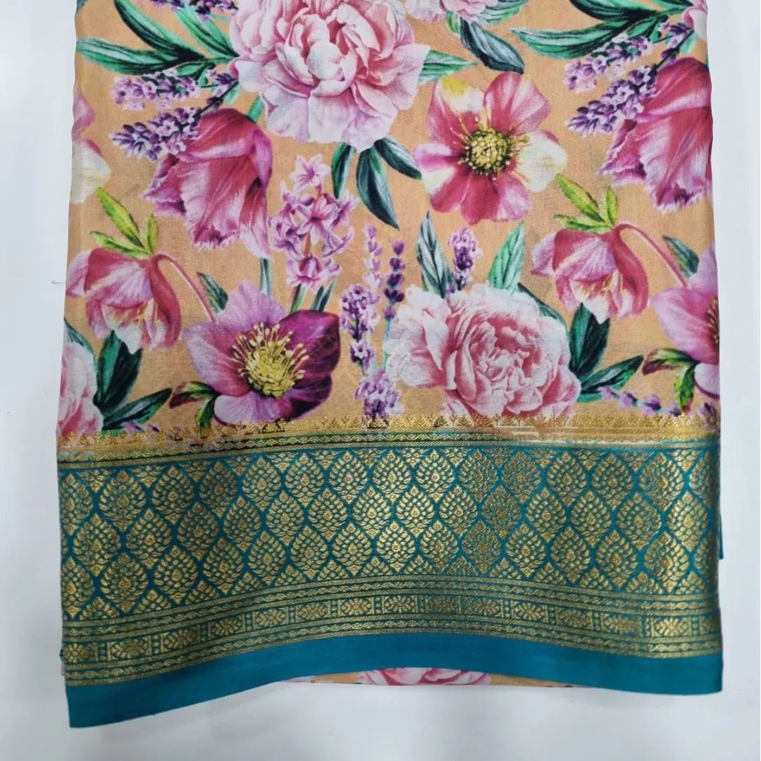 Elegant Kalamkari Digital Print Saree with Zari Border