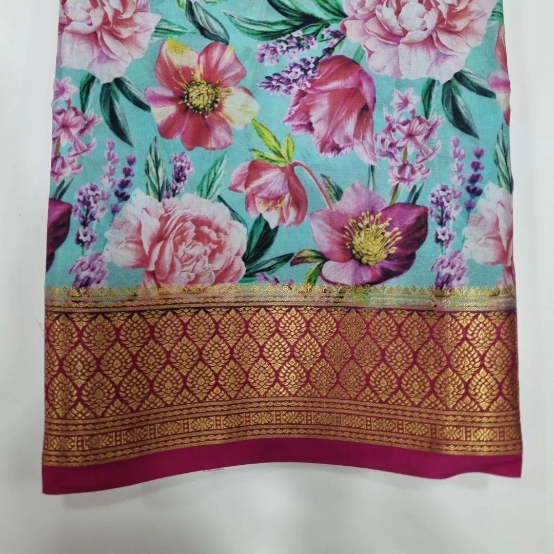 Elegant Kalamkari Digital Print Saree with Zari Border