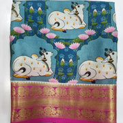 Charming Digital Kalamkari Saree Adorned with Zari Border