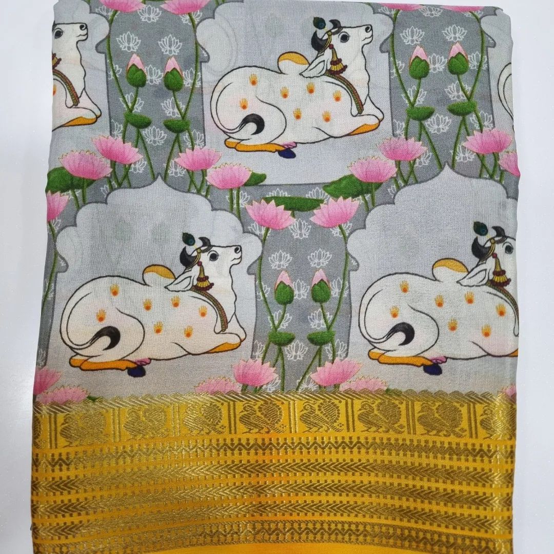 Charming Digital Kalamkari Saree Adorned with Zari Border