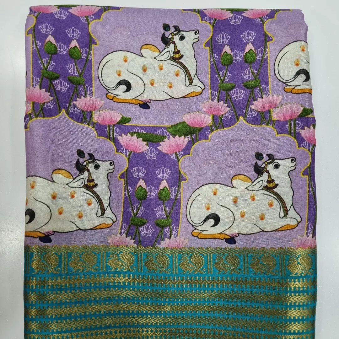Charming Digital Kalamkari Saree Adorned with Zari Border