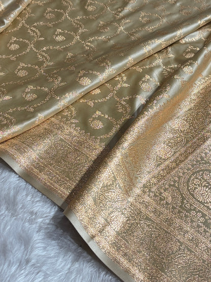Floral Jaal Pattern Banarasi Satin Katan Silk Saree