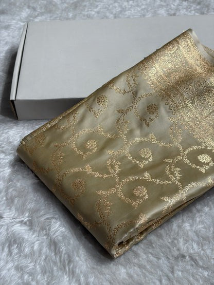 Floral Jaal Pattern Banarasi Satin Katan Silk Saree