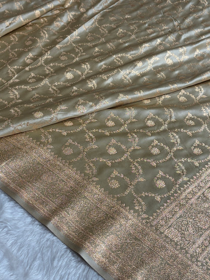 Floral Jaal Pattern Banarasi Satin Katan Silk Saree
