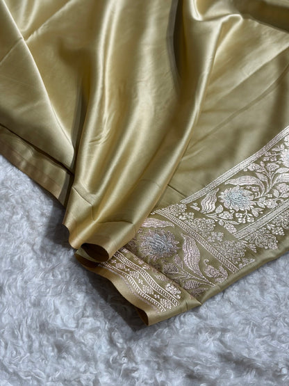 Banarasi Mashru Silk Saree Black | Minakari Boota Rupa Sona Jacquard Saree