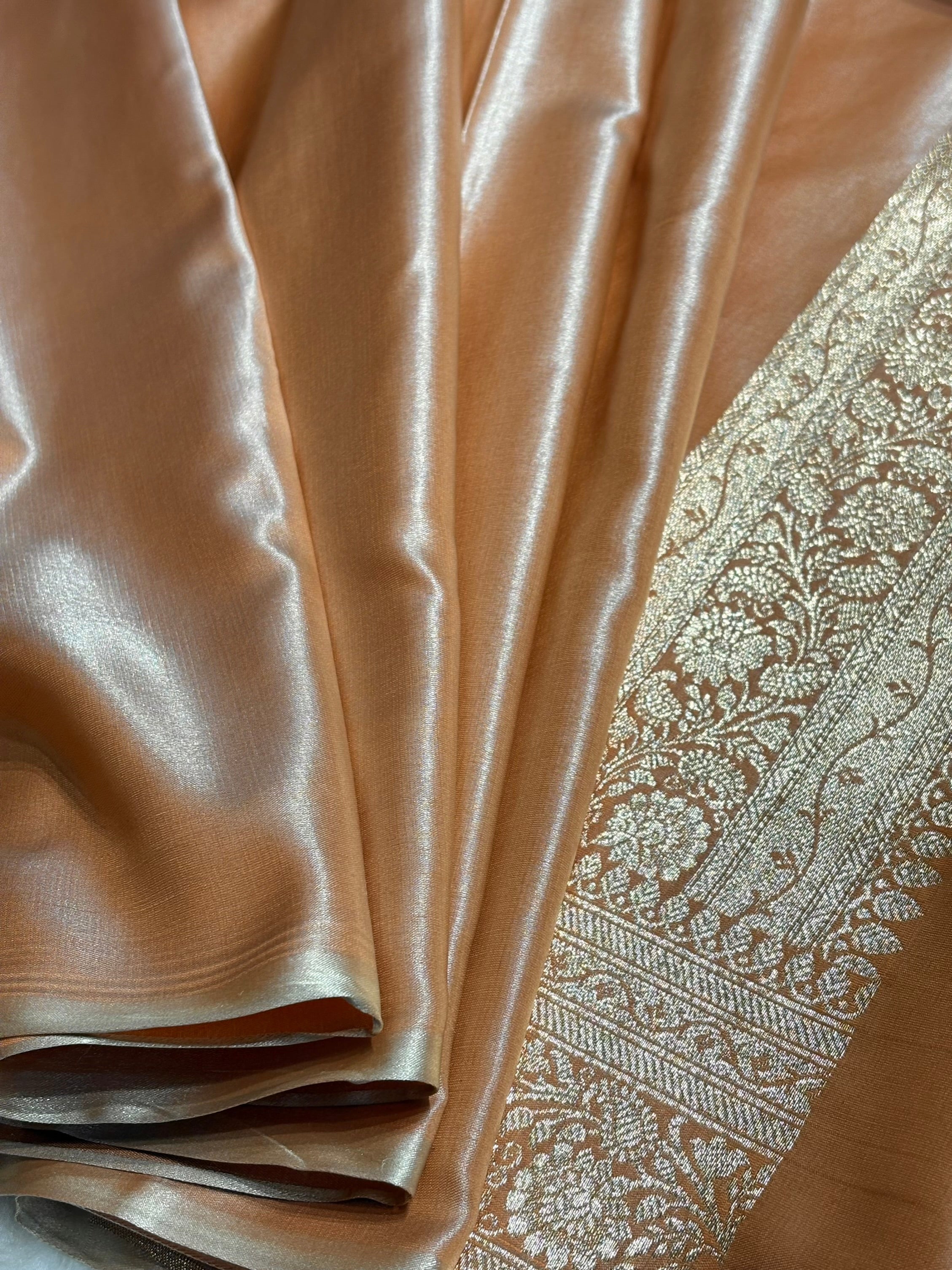 Banarasi Cross Jaal Satin Katan Silk Saree | Jacquard Woven Traditional Banarasi Saree