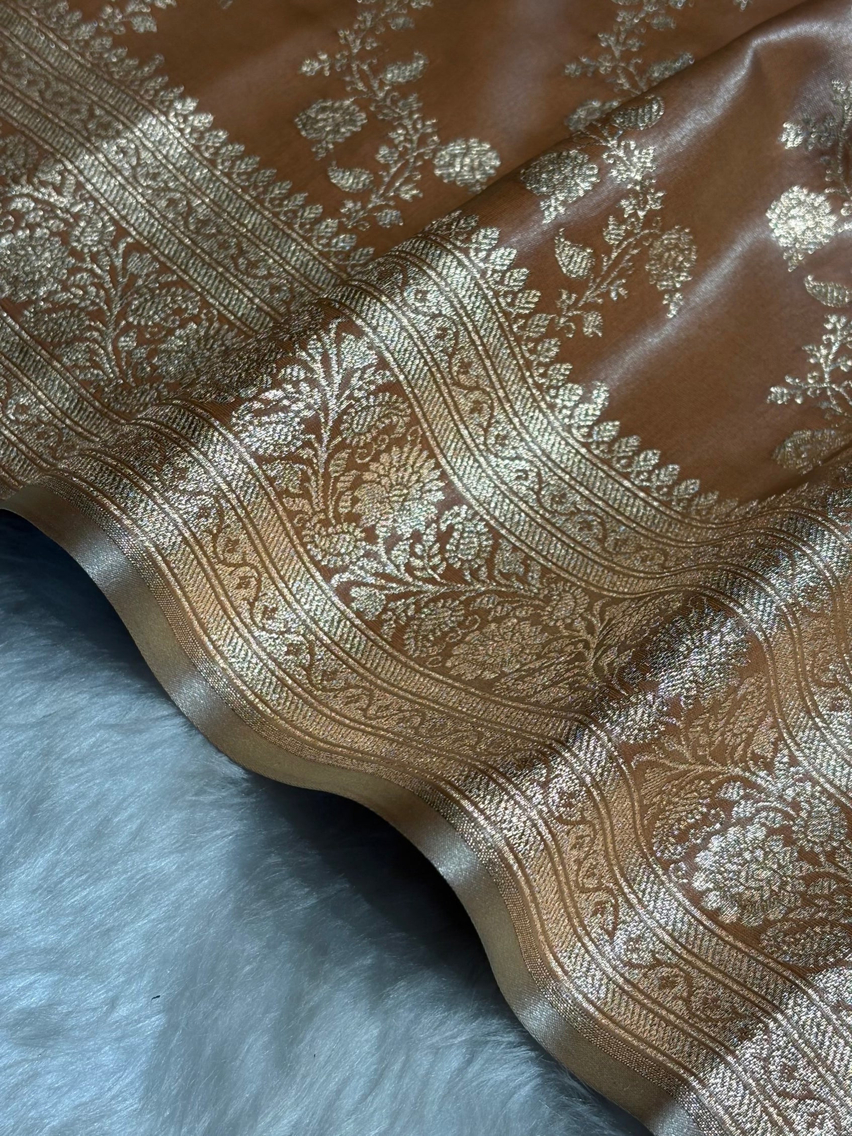 Banarasi Cross Jaal Satin Katan Silk Saree | Jacquard Woven Traditional Banarasi Saree
